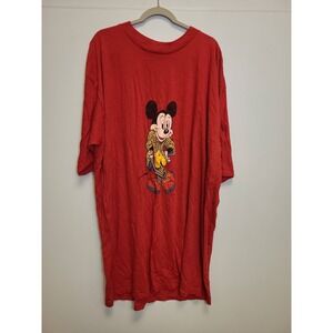 Vintage Disney Mickey Mouse T-Shirt Fits All Red‎ Graphic Tee Pajama USA